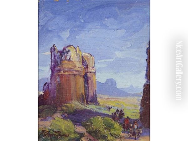 Riders In Monument Valley Oil Painting by Fred Grayson Sayre