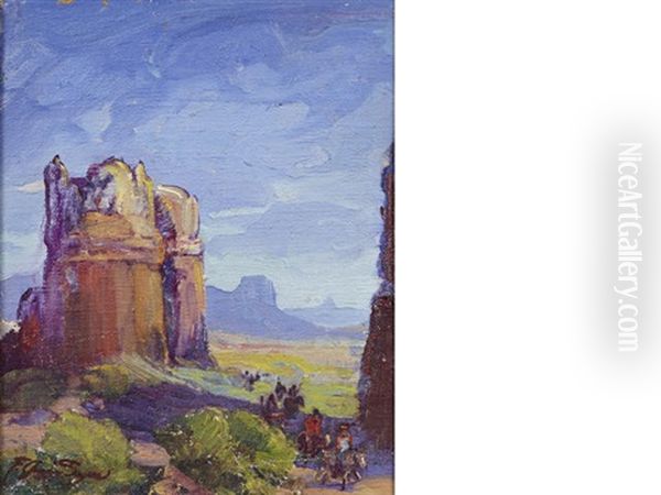 Riders In Monument Valley Oil Painting by Fred Grayson Sayre