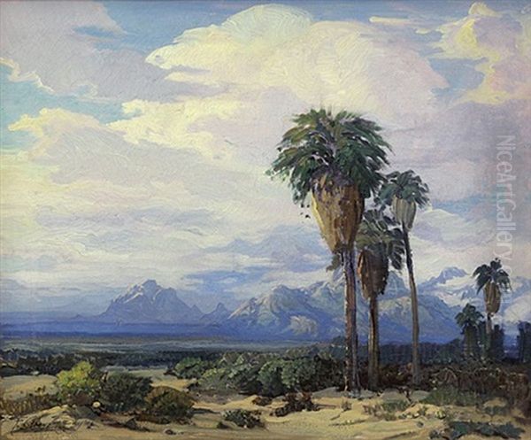 Desert Palms Oil Painting by Fred Grayson Sayre