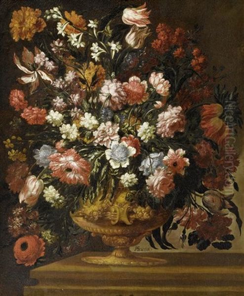 Prunkblumenstilleben Oil Painting by Andrea Scacciati the Younger