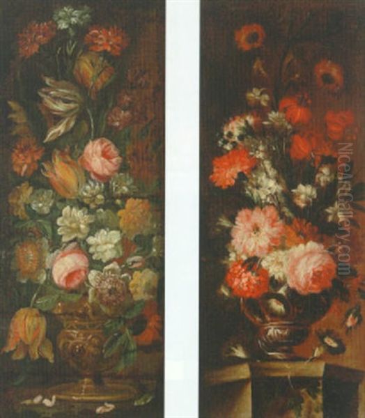 Opstilling Med Blomster I Vase Oil Painting by Andrea Scacciati the Younger