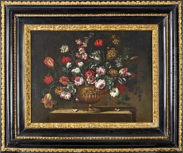 Paar Prunkvoller Blumenstillleben Oil Painting by Andrea Scacciati