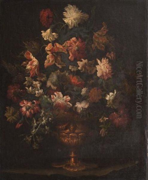 Bouquet De Fleurs Sur Un Entablement Oil Painting by Andrea Scacciati