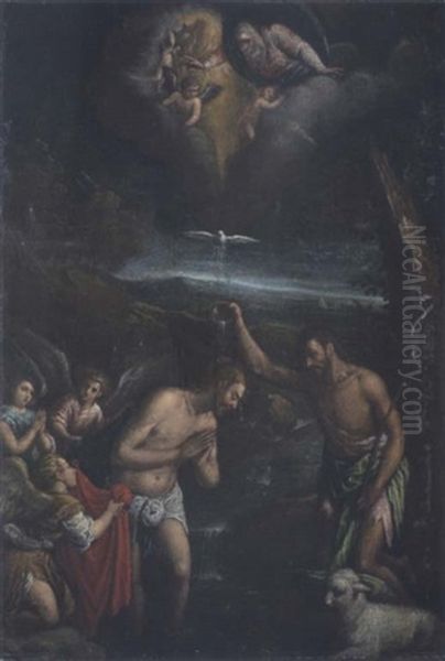 Die Taufe Christi Oil Painting by Antonio Scaiaro