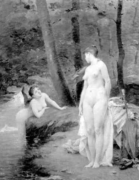 The Bathers Oil Painting by Jules Scalbert