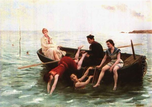 Les Baigneuses Oil Painting by Jules Scalbert