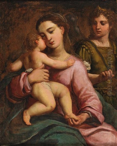 Madonna And Child With Saint Michael The Archangel Oil Painting by  Scarsellino