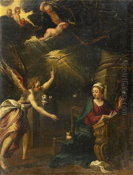 The Annunciation Oil Painting by  Scarsellino