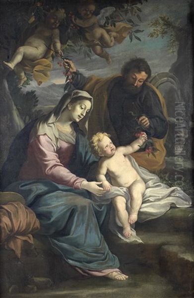 The Rest On The Flight Into Egypt Oil Painting by  Scarsellino