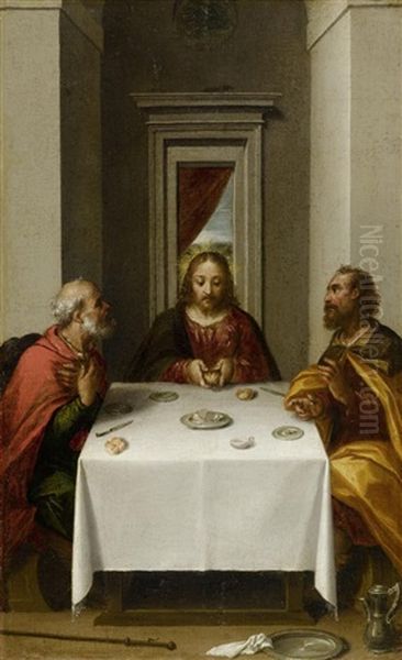 Gastmahl In Emmaus Oil Painting by  Scarsellino