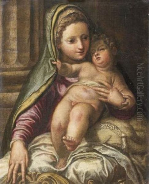 Vierge A L'enfant Oil Painting by  Scarsellino