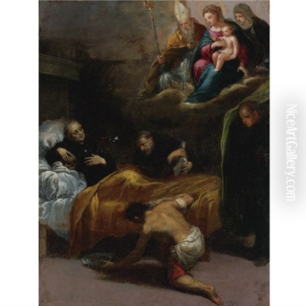 Death Of Saint Dominic With The Virgin And Other Saints by  Scarsellino