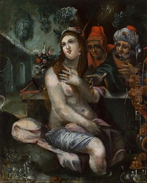 Susanna And The Elders Oil Painting by  Scarsellino