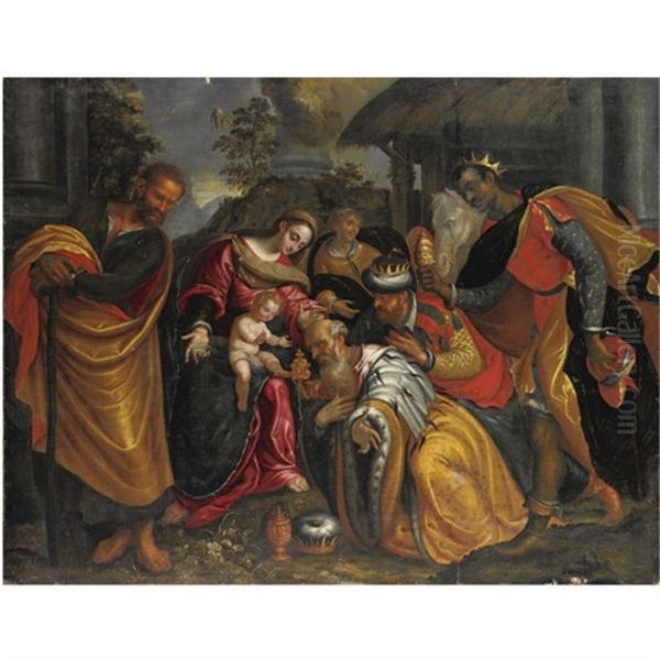 Adorazione Dei Magi Oil Painting by  Scarsellino