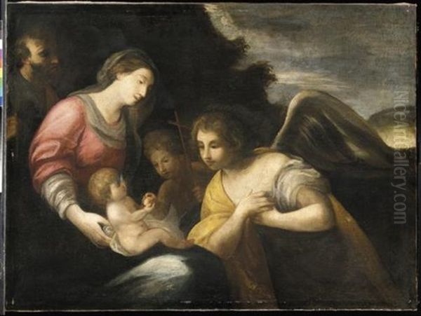 Sacra Famiglia Con San Giovannino E Un Angelo Oil Painting by  Scarsellino