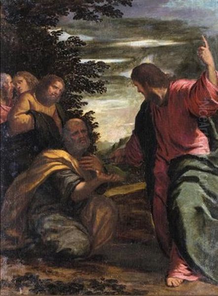 Christ Charging Saint Peter With The Keys Of Heaven Oil Painting by  Scarsellino