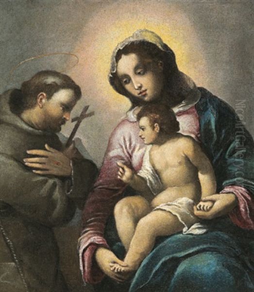 Madonna Con Bambino E San Francesco Oil Painting by  Scarsellino