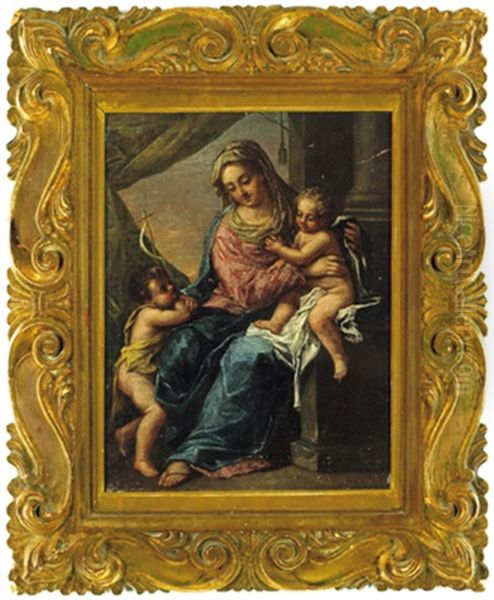 Madonna Col Bambino E San Giovannino: Madonna Mit Kind Und Johannesknaben Oil Painting by  Scarsellino