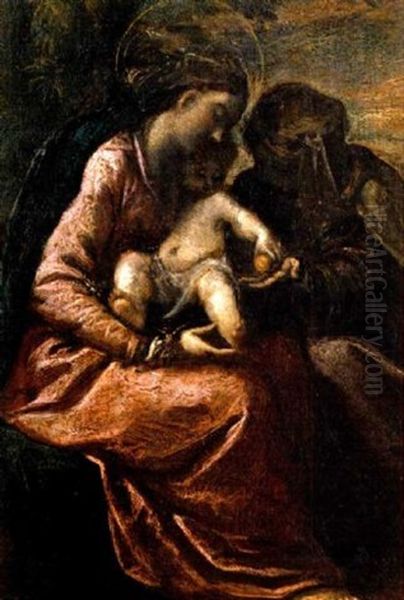 The Madonna And Child With Saint Anne Oil Painting by  Scarsellino