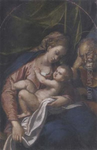 The Holy Family Oil Painting by  Scarsellino