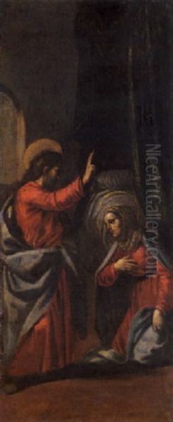 Apparizione Di Cristo Alla Madonna Oil Painting by  Scarsellino