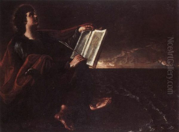 Saint John The Evangelist Writing The Gospel On The Island Of Patmos Oil Painting by  Scarsellino