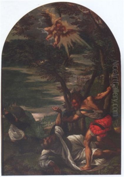 The Death Of Saint Peter Martyr Oil Painting by  Scarsellino