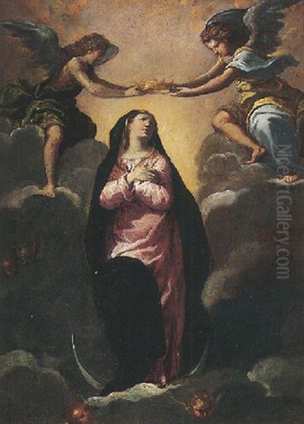 The Virgin Crowned By Angels Oil Painting by  Scarsellino