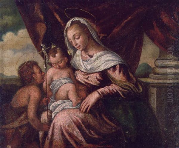 The Madonna And Child With The Infant Saint John The Baptist Oil Painting by  Scarsellino