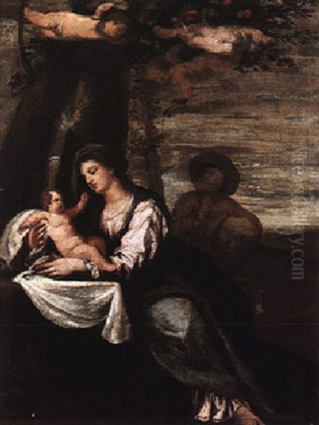 The Rest On The Flight Into Egypt Oil Painting by  Scarsellino