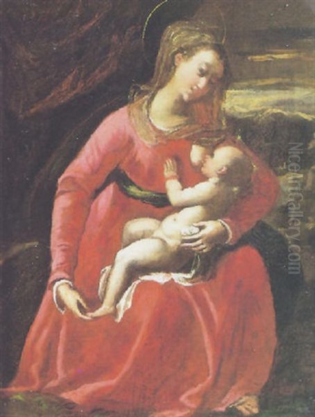 La Madonna Col Bambino Oil Painting by  Scarsellino