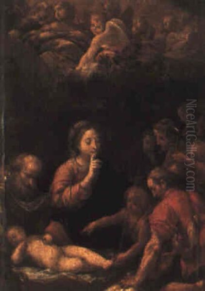 The Adoration Of The Shepherds Oil Painting by  Scarsellino