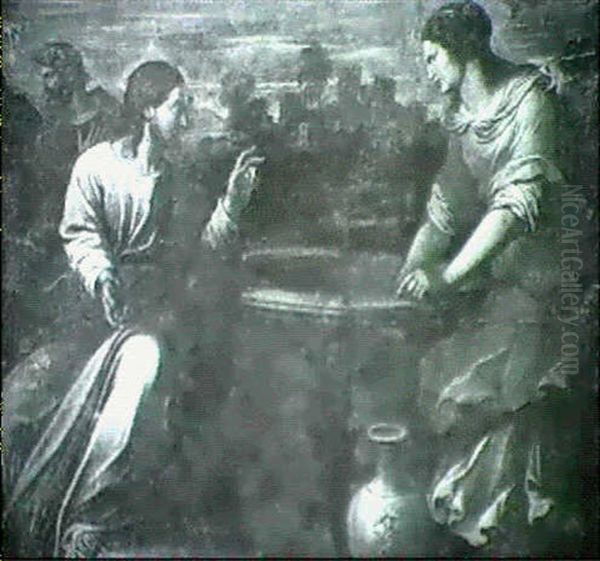 Le Christ Et Marie-madeleine Au Puit Oil Painting by  Scarsellino