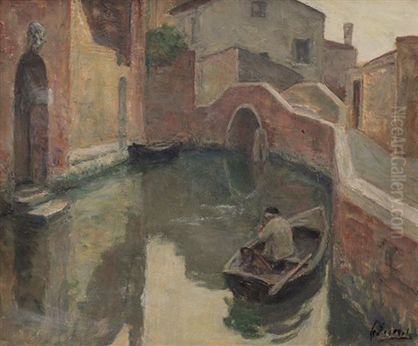 Canale A Venezia Oil Painting by Ferruccio Scattola