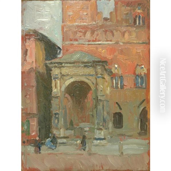 Views Of Siena, Venice And Perugia : Three Oil Painting by Ferruccio Scattola