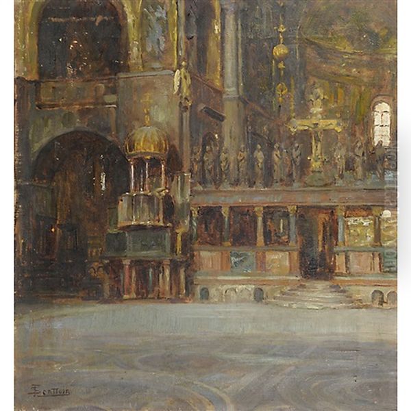 Interno Della Basilica Di San Marco Oil Painting by Ferruccio Scattola