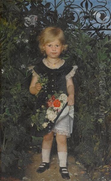 Madchen Im Garten Oil Painting by Gabriel Schachinger