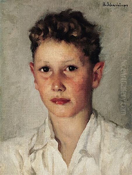 Knabenportrait Oil Painting by Hans Schachinger