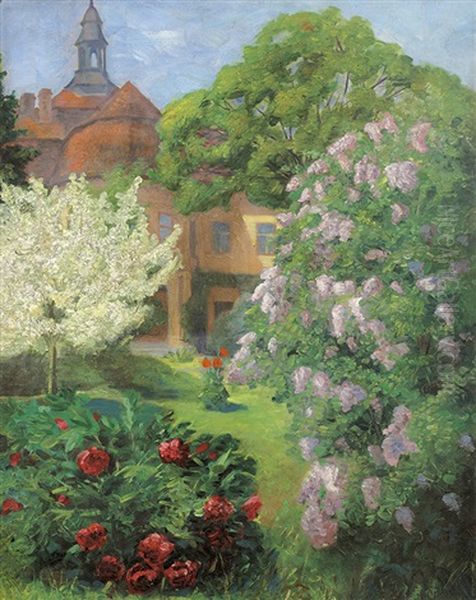 Blooming Garden Oil Painting by Therese Schachner