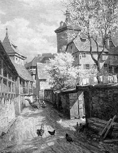 Blick In Eine Gasse Des Stadtchens Rothenburg O.t. by Wilhelm M. Schacht