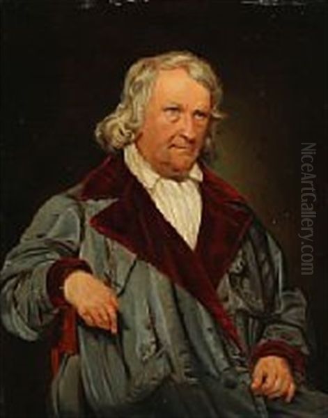 Portrait Of The Danish Scultpor Bertel Thorvaldsen Oil Painting by Sophus Schack