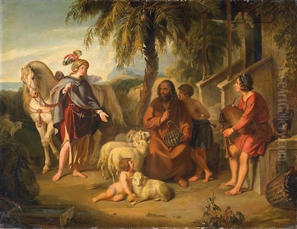 Erminia Sucht Unterkunft Bei Den Hirten Oil Painting by Friedrich Wilhelm von Schadow