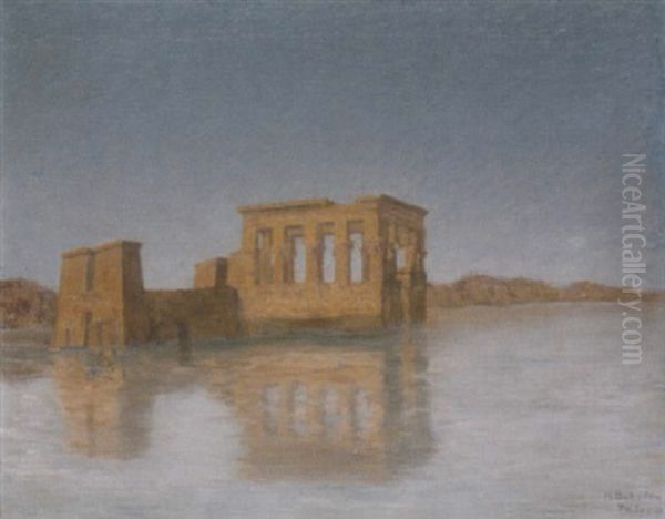 Tempel Von Philae In Oberagypten Oil Painting by Hans Schadow