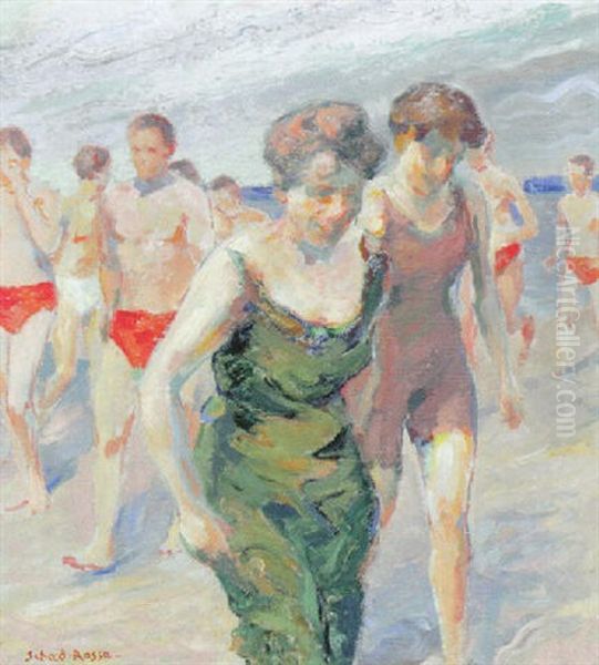 Badende Manner Und Frauen Am Wannsee? Oil Painting by Paul Schad-Rossa