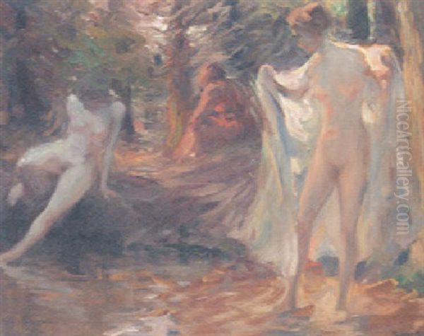 The Bathers Oil Painting by Paul Schad-Rossa