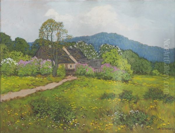 Spring Landscape Oil Painting by Karl Schadt