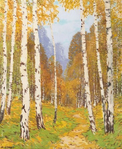 Birch Grove In Autumn by Karl Schadt