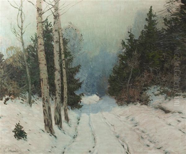 Winter Landscape Oil Painting by Karl Schadt