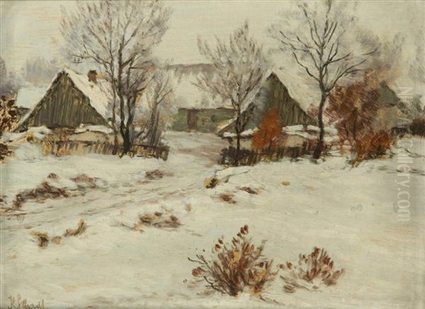 Winter Im Dorf Oil Painting by Karl Schadt