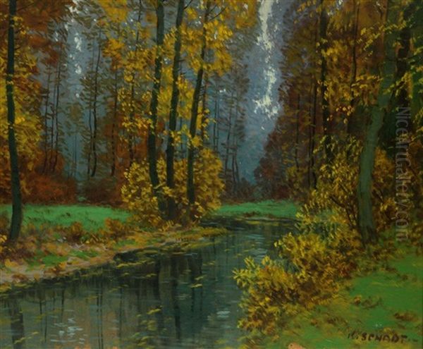 Waldbach Oil Painting by Karl Schadt